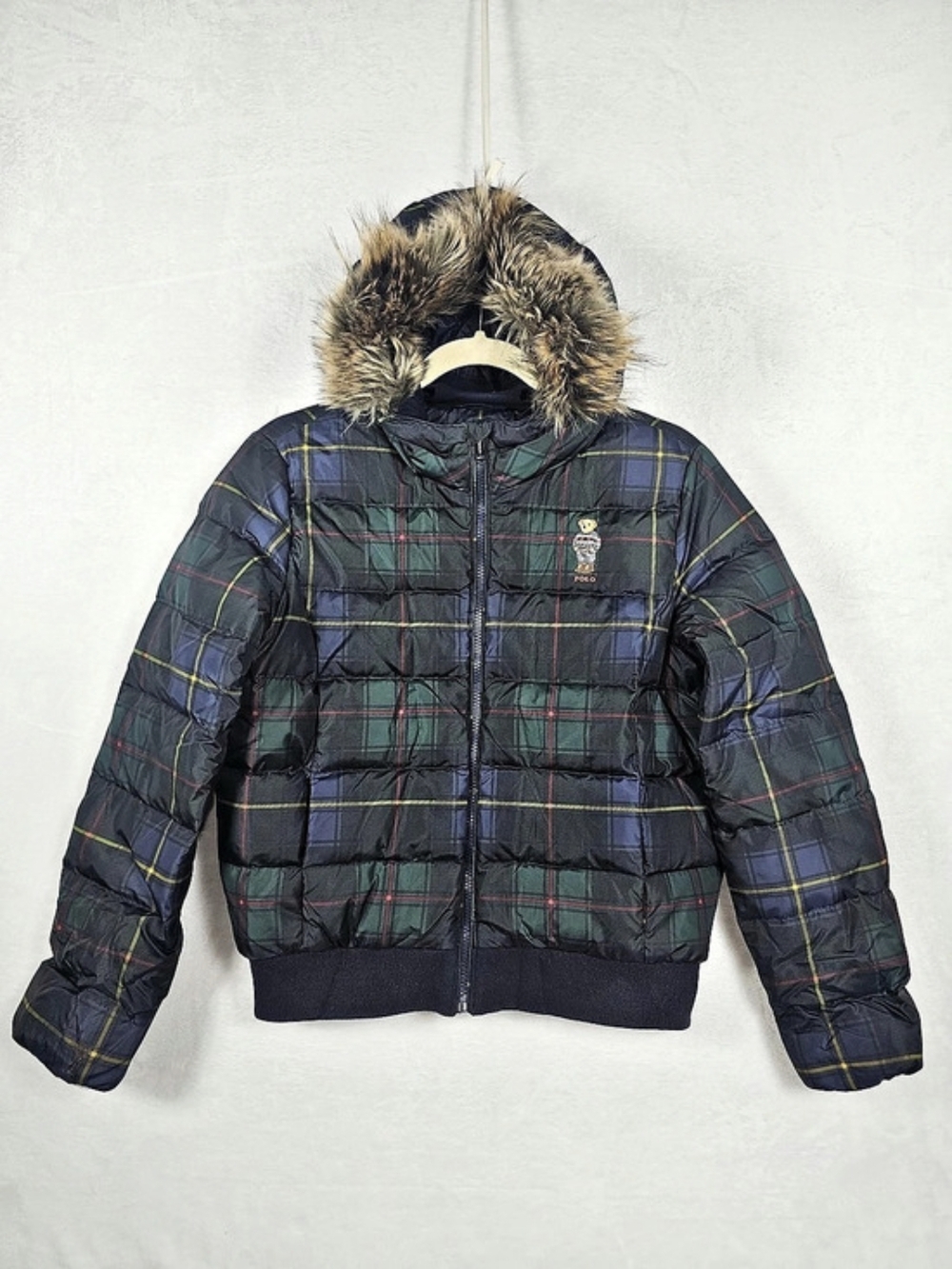 Polo Ralph Lauren Polo Bear Plaid Puffer Jacket Size XL (16)